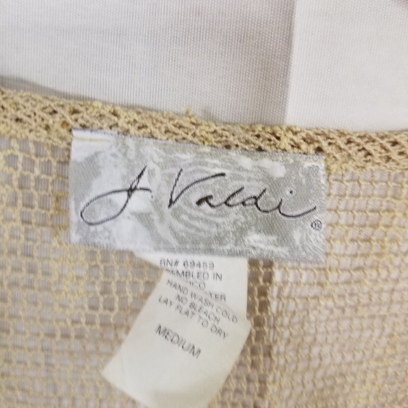 J Valdi Mesh Sequin Gold Tint Tunic Top Medium - Picture 3 of 7